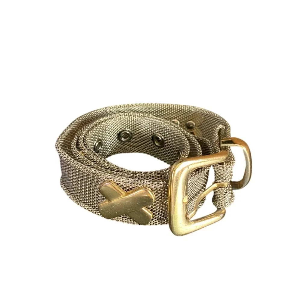 Vintage Gold Metal Mesh Belt X Studded Chainmail Glam Bratz Festival Mcbling Y2K
